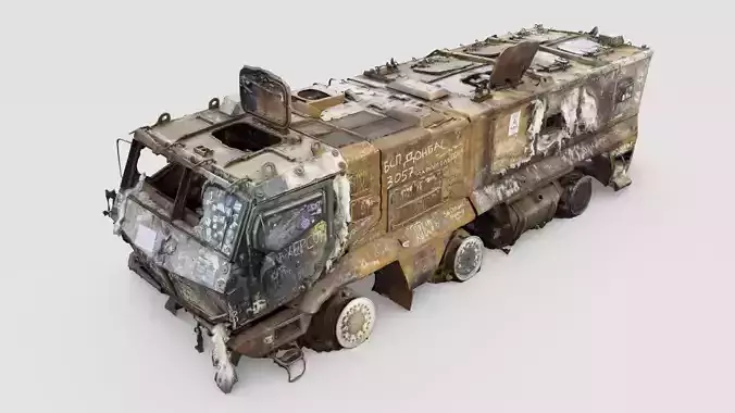 destroyed russian KAMAZ-63968 Typhoon-K MRAP 3D model