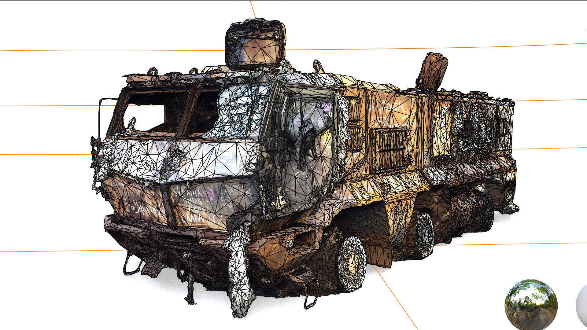 destroyed russian KAMAZ-63968 Typhoon-K MRAP 3D model_5
