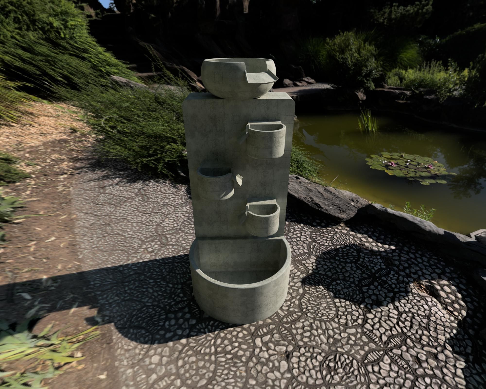 Fountain garden 3D model_7