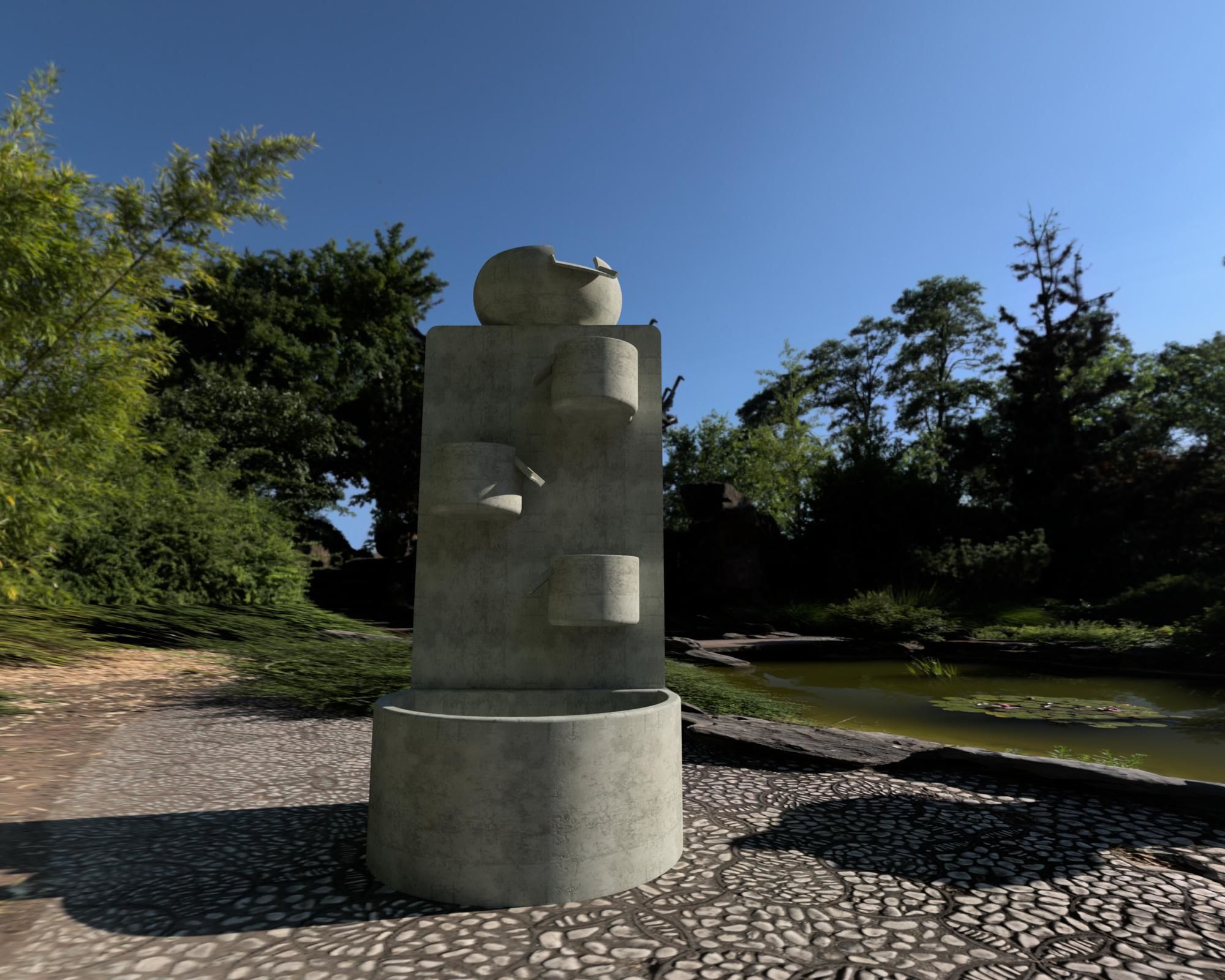 Fountain garden 3D model_6