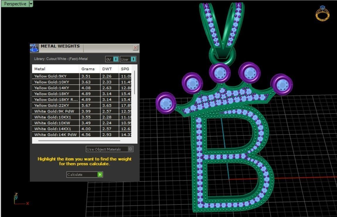 B letter pendant 3D print model_5