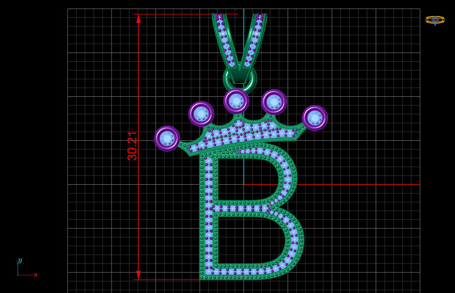 B letter pendant 3D print model_18