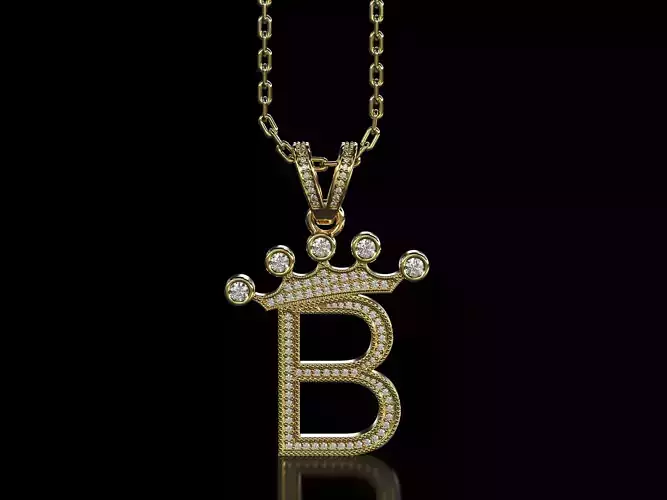 B letter pendant 3D print model