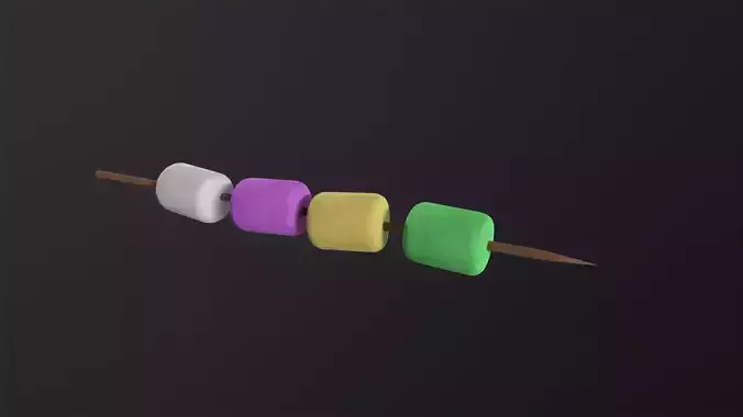 Marshmallows with Stick 3D Model