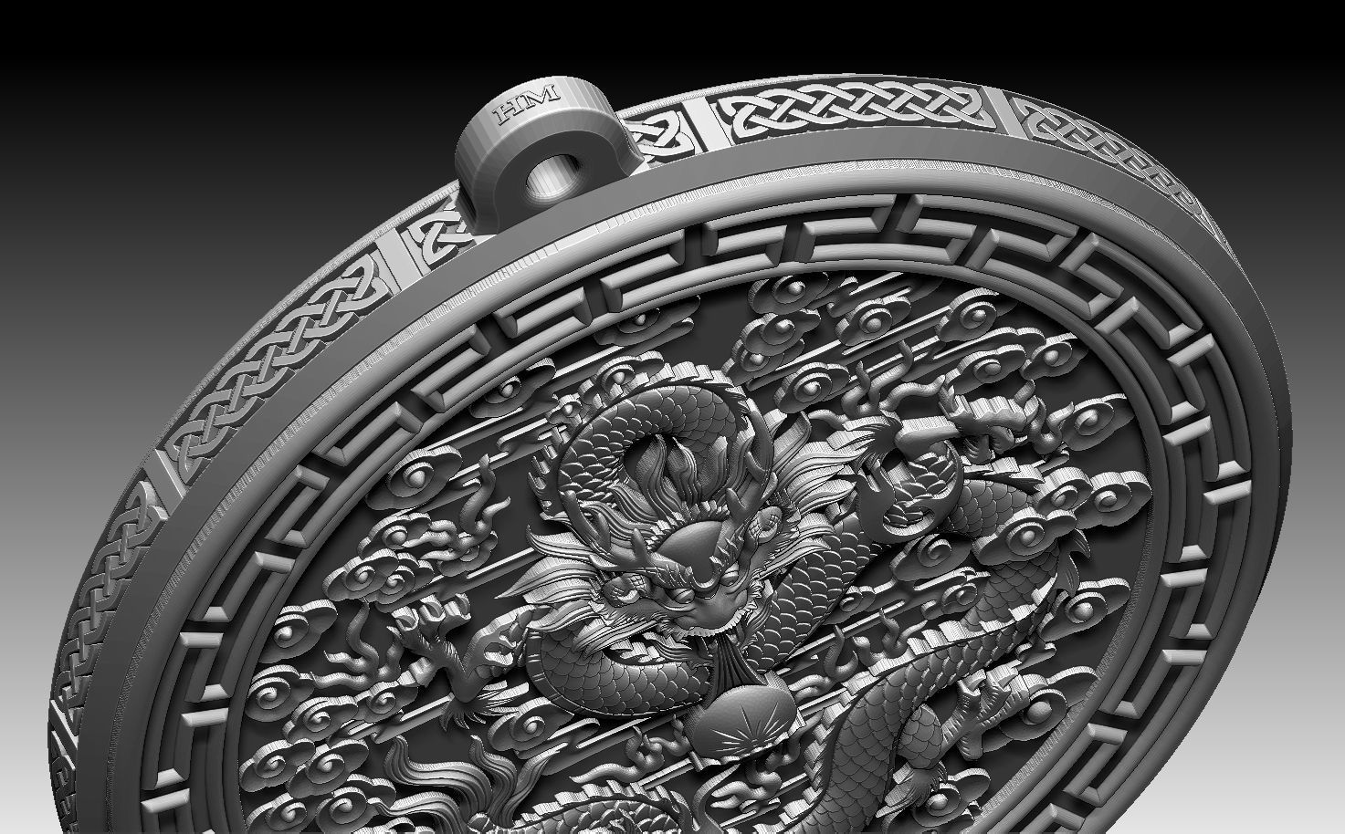 HM Asian Dragon Keychain 001 3D print model_13