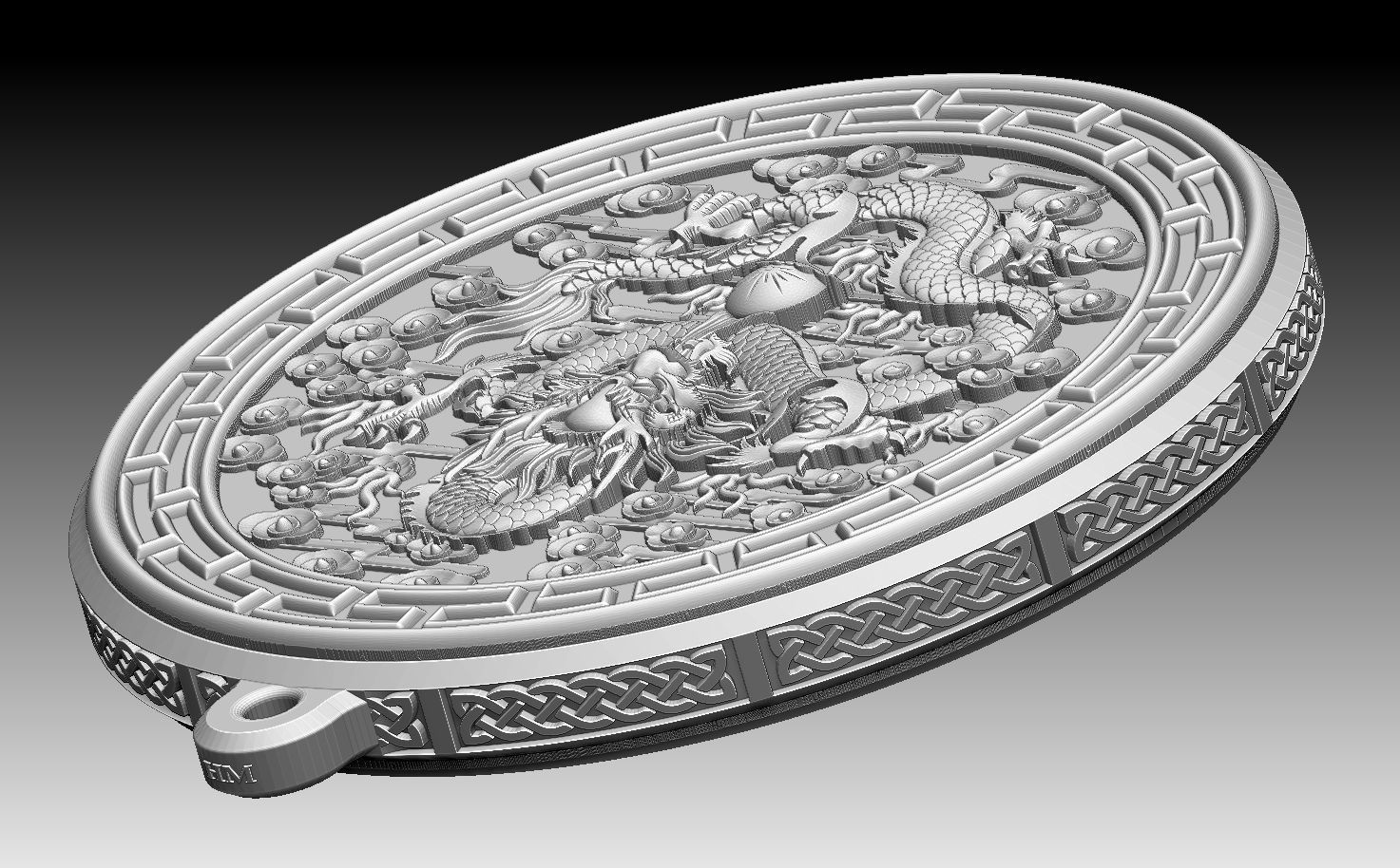 HM Asian Dragon Keychain 001 3D print model_14