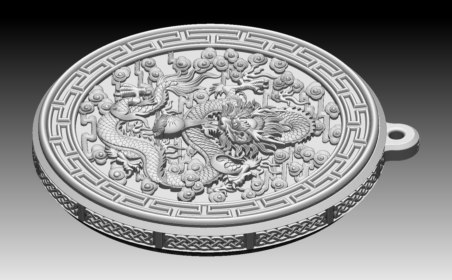 HM Asian Dragon Keychain 001 3D print model_5