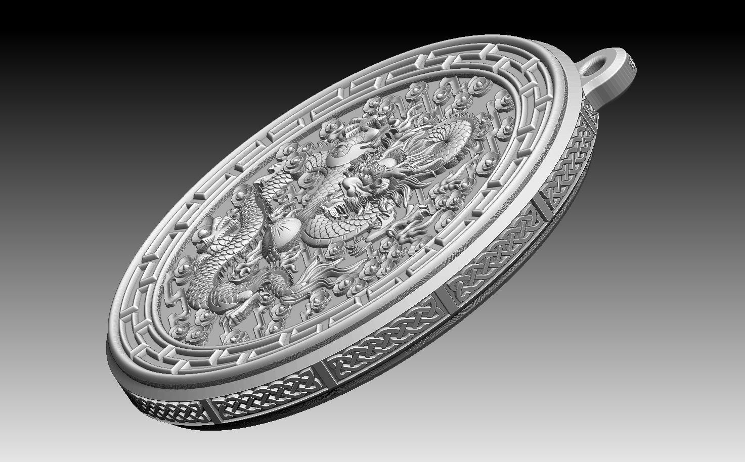 HM Asian Dragon Keychain 001 3D print model_4