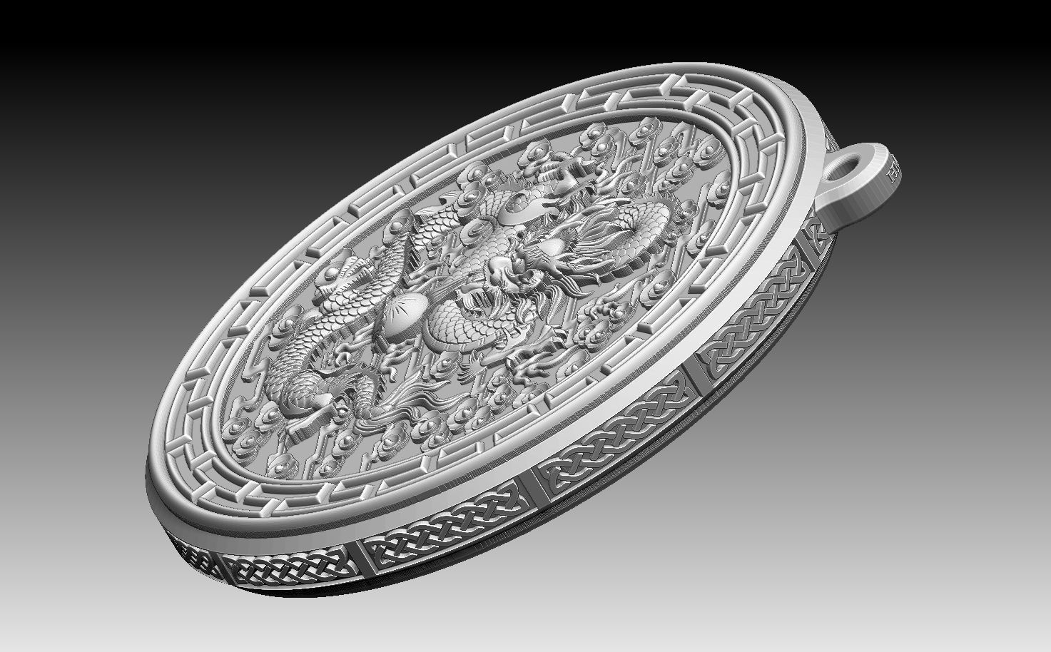 HM Asian Dragon Keychain 001 3D print model_10