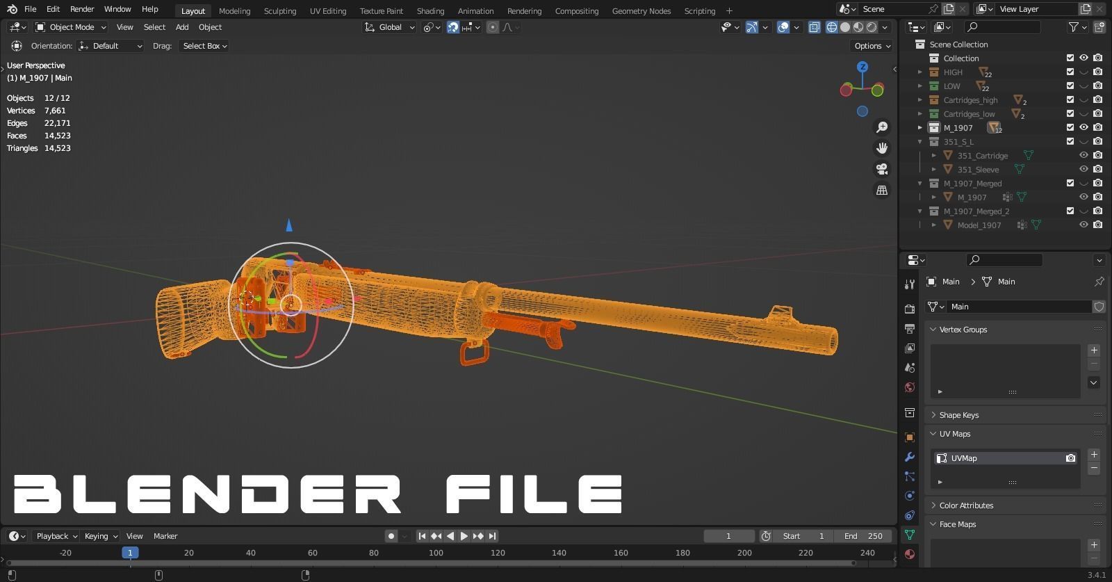 Winchester Model 1907 Low-poly 3D model_18