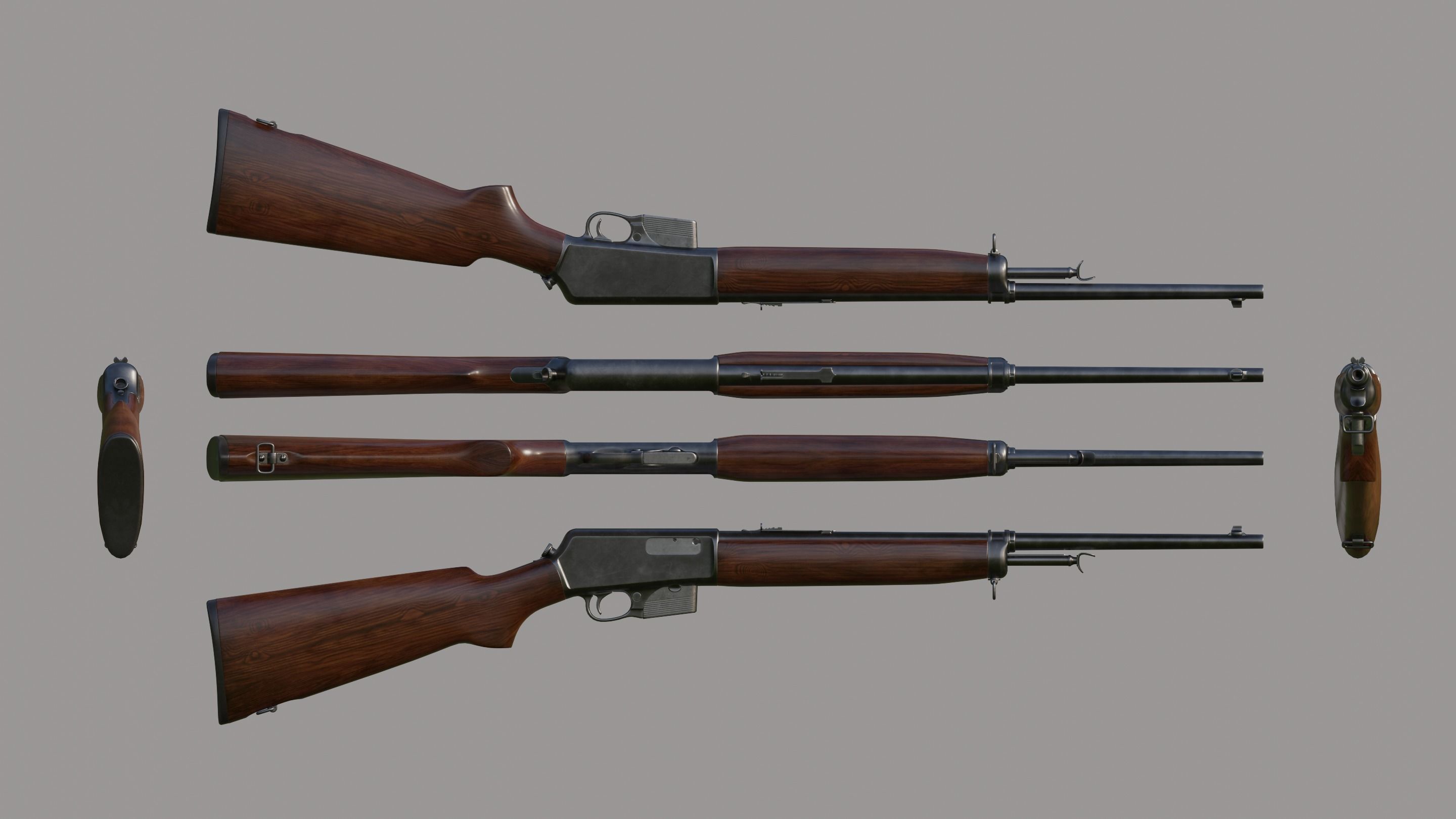 Winchester Model 1907 Low-poly 3D model_7