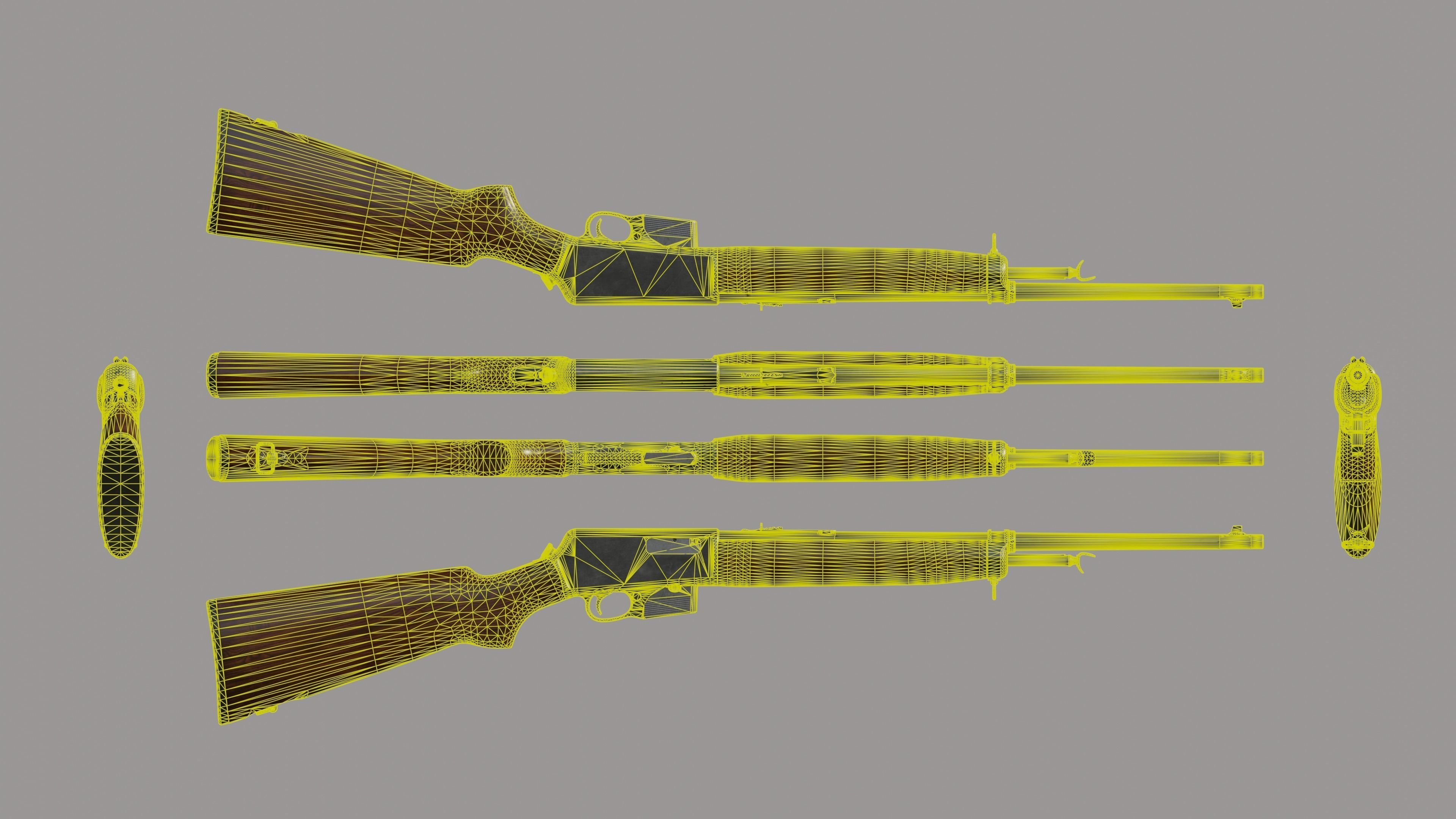 Winchester Model 1907 Low-poly 3D model_8