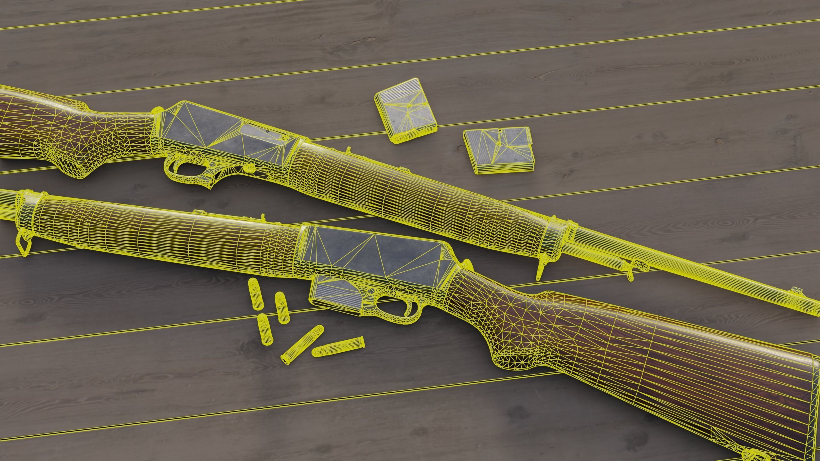 Winchester Model 1907 Low-poly 3D model_1