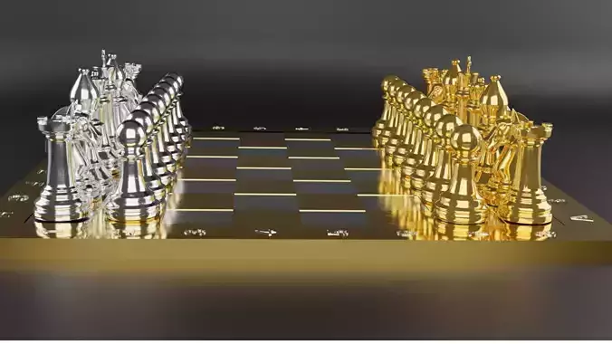 Gold chess board 3D model