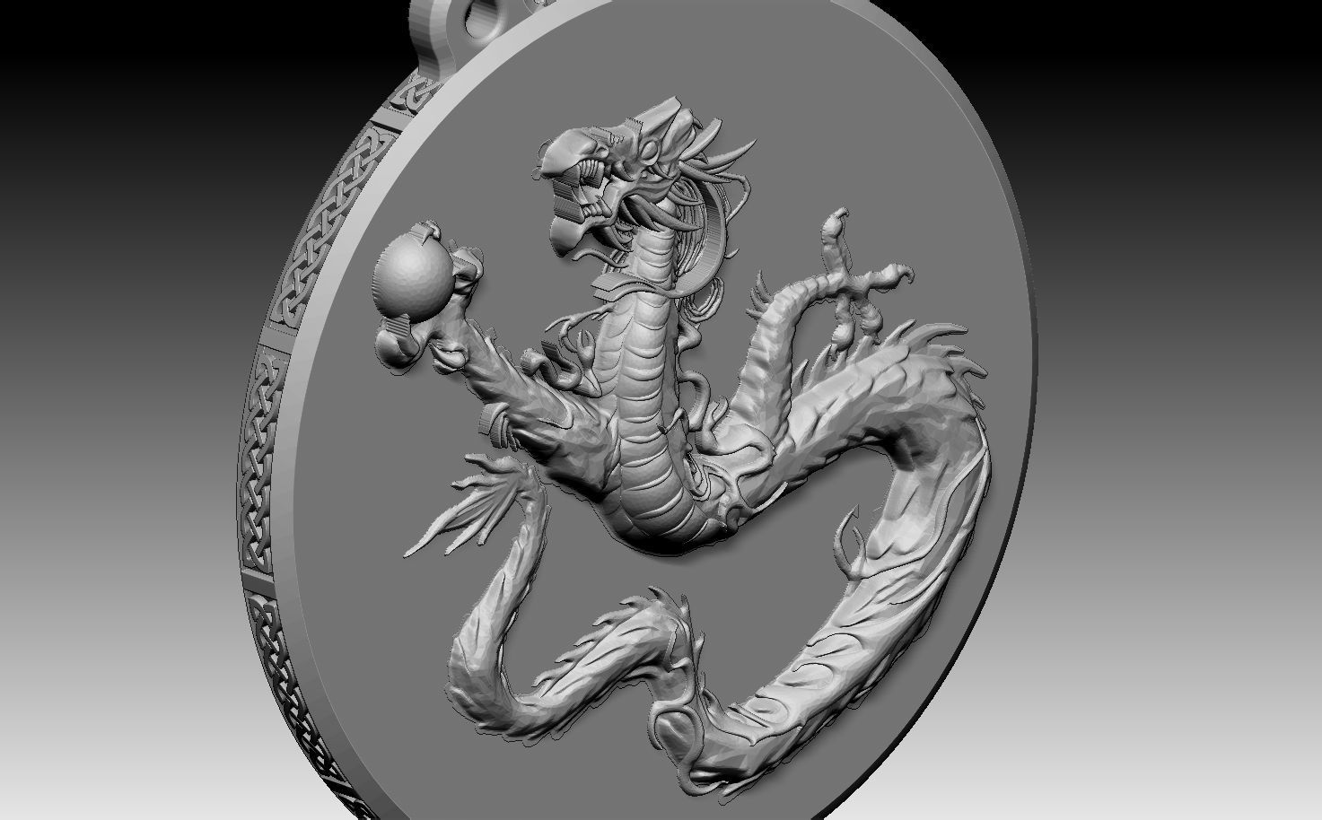 HM Asian Dragon Keychain 002 3D print model_3