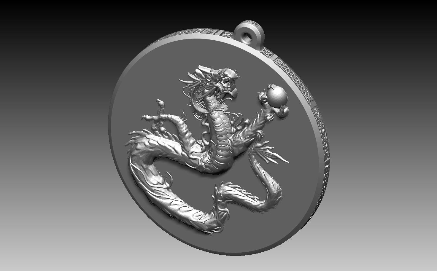 HM Asian Dragon Keychain 002 3D print model_8