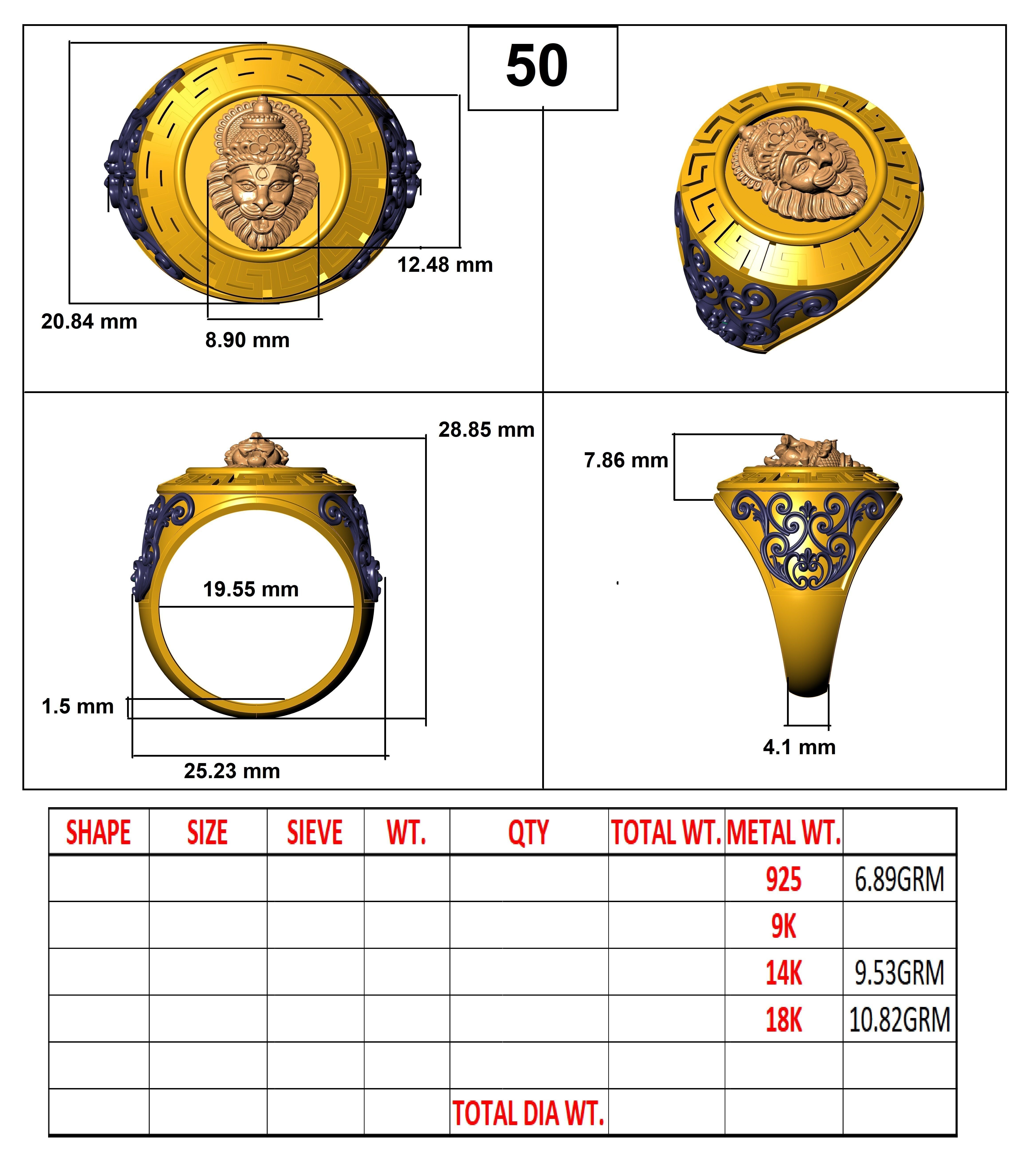 Lion King Face Ring renders details 3dm stl obj mtl ply 3D print model_4
