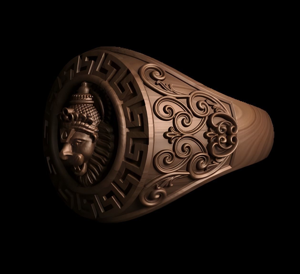 Lion King Face Ring renders details 3dm stl obj mtl ply 3D print model_1