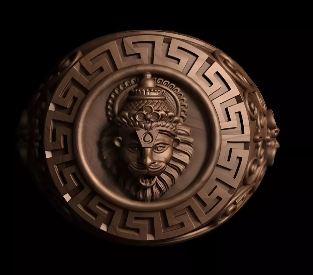 Lion King Face Ring renders details 3dm stl obj mtl ply 3D print model_0