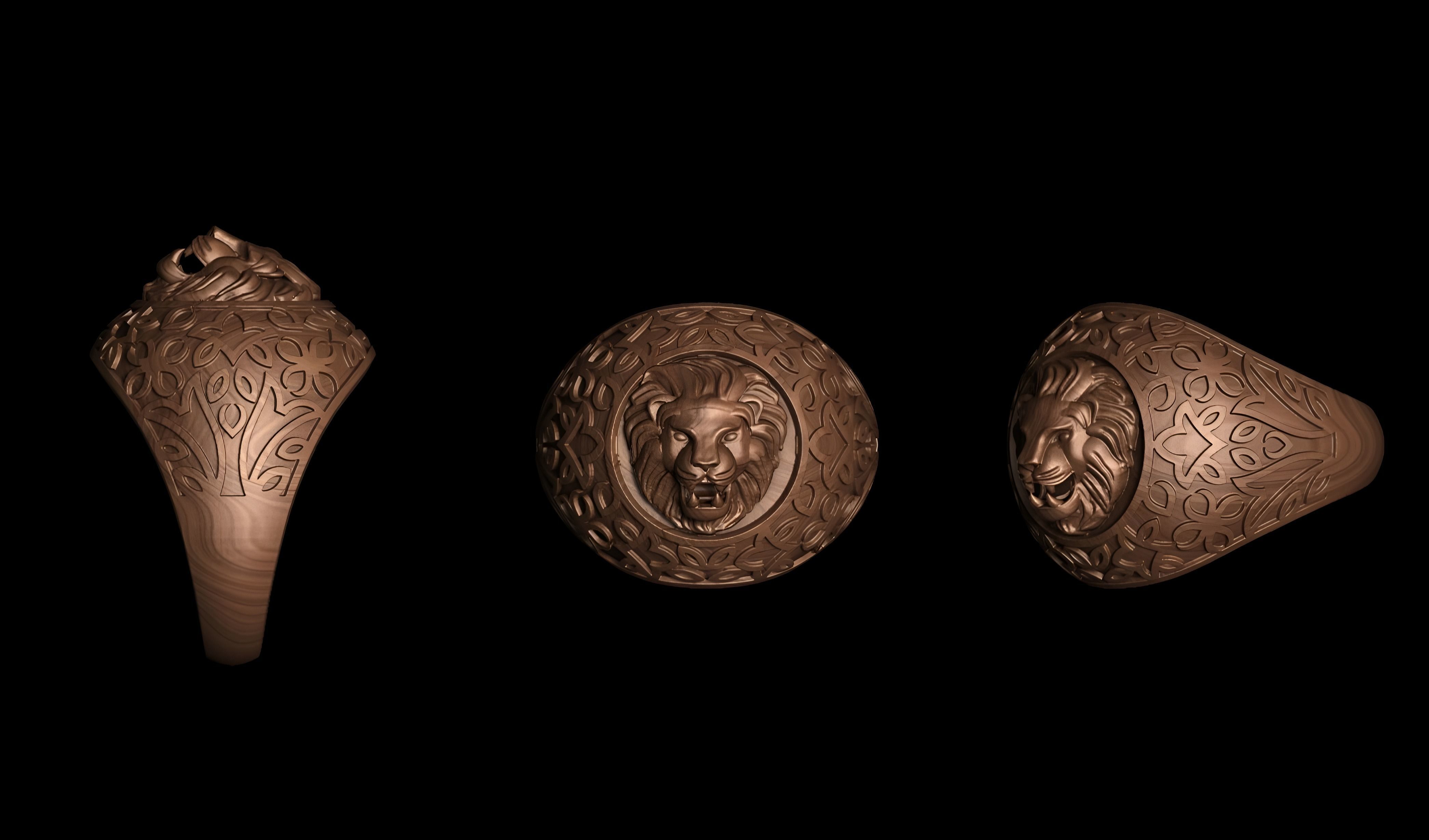 Lion King Face Ring renders details 3dm stl obj mtl ply 3D print model_5