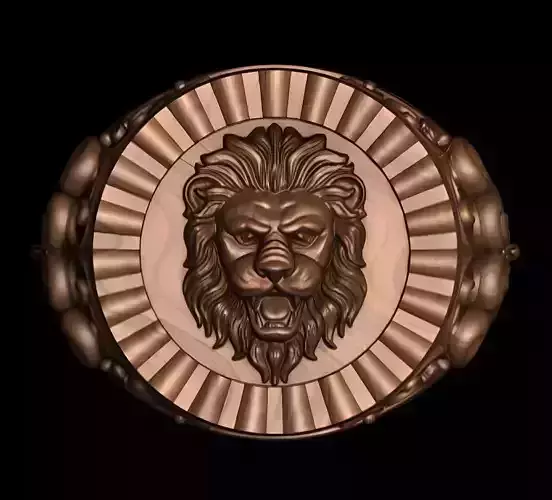 Lion King Face Ring renders details 3dm stl obj mtl ply 3D print model