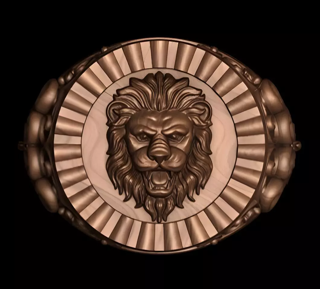 Lion King Face Ring renders details 3dm stl obj mtl ply 3D print model