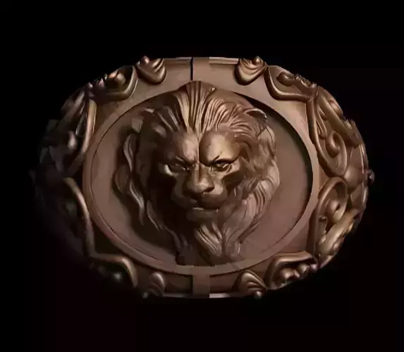 Lion King Face Ring renders details 3dm stl obj mtl ply 3D print model