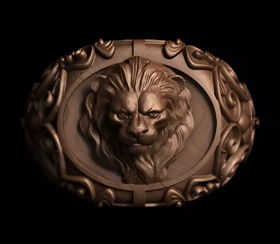 Lion King Face Ring renders details 3dm stl obj mtl ply 3D print model