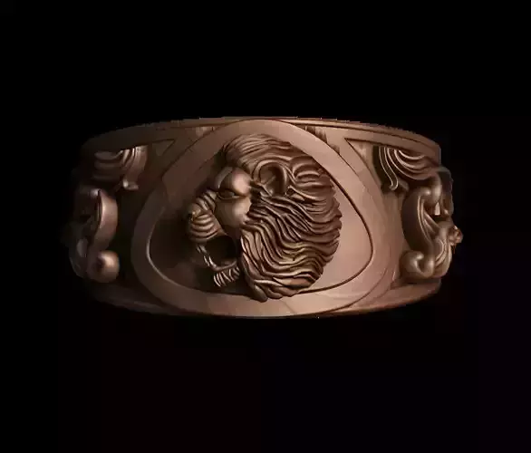 Lion King Face Ring renders details 3dm stl obj mtl ply 3D print model