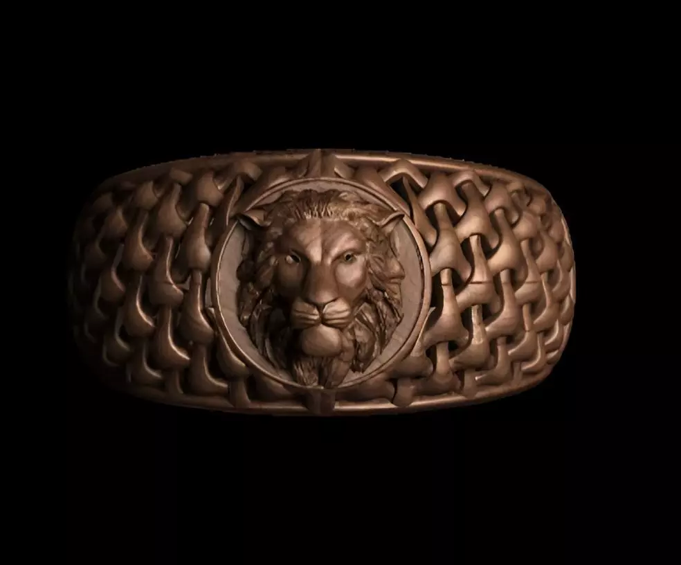 Lion King Face Ring renders details 3dm stl obj mtl ply 3D print model_0