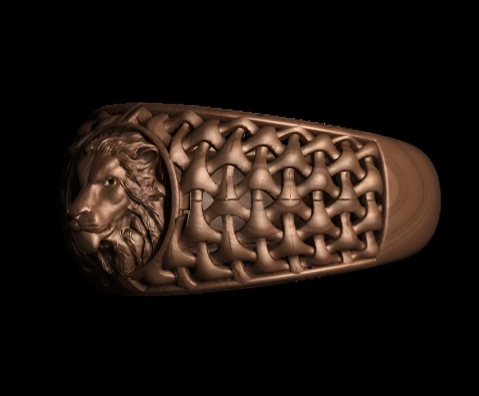 Lion King Face Ring renders details 3dm stl obj mtl ply 3D print model_1