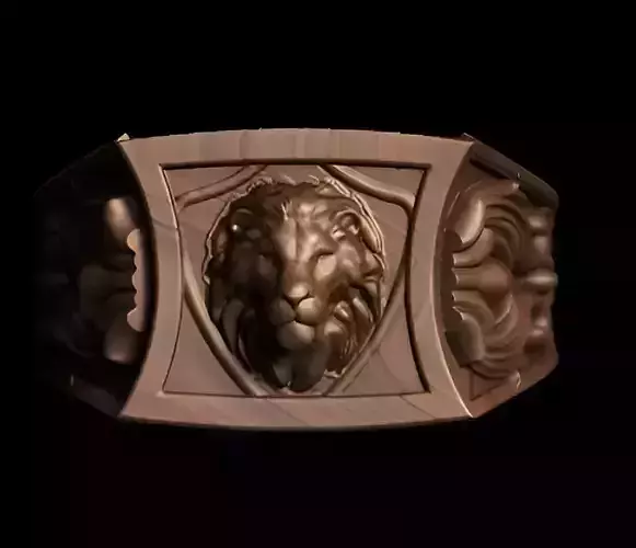 Lion King Face Ring renders details 3dm stl obj mtl ply 3D print model