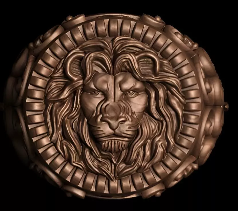 Lion King Face Ring renders details 3dm stl obj mtl ply 3D print model_0