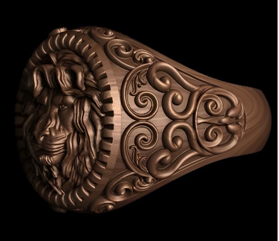 Lion King Face Ring renders details 3dm stl obj mtl ply 3D print model_1