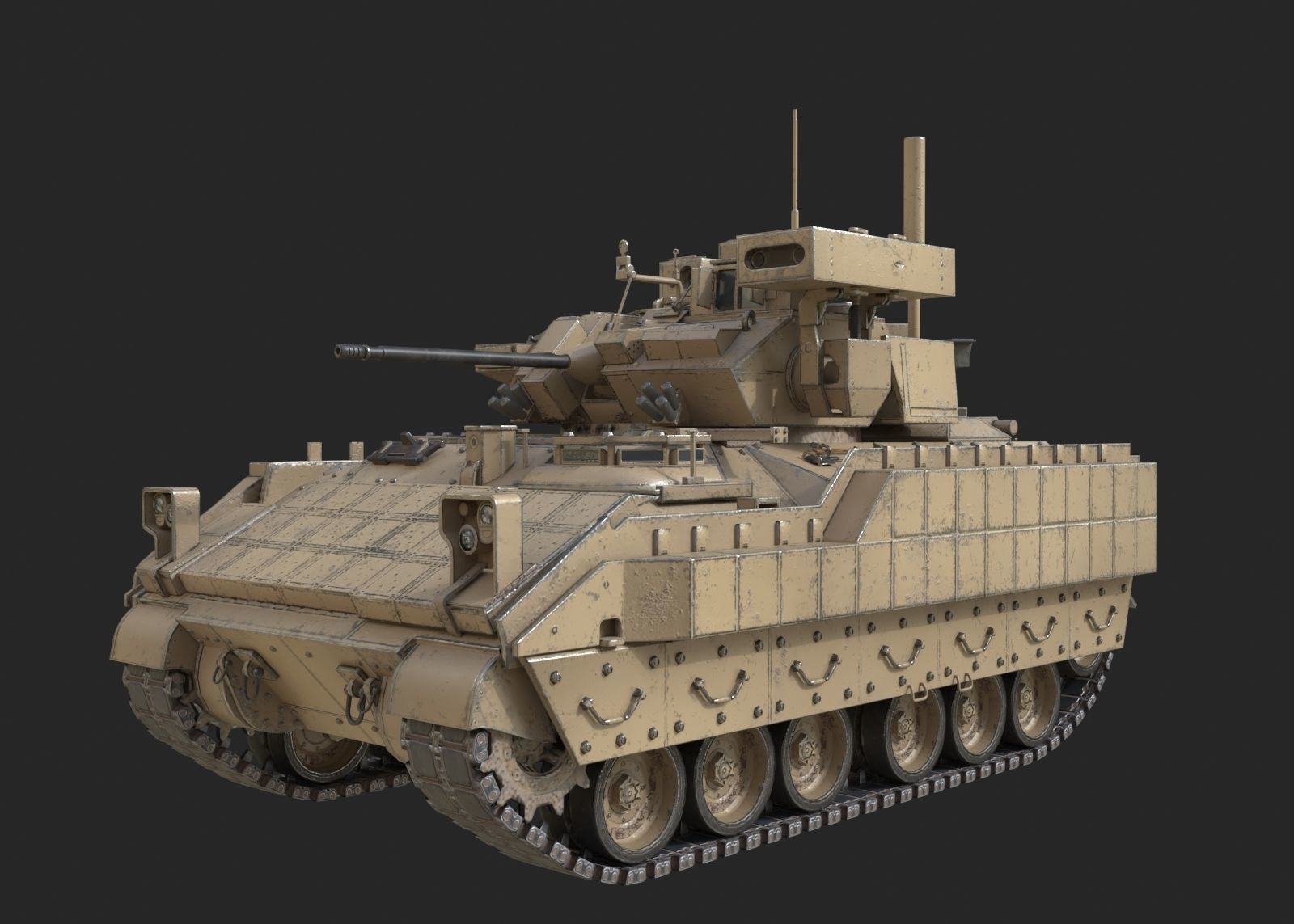 3 coatings of USA M2A3 M2 Bradley Infantry Fighting Vehicle Low-poly 3D model_9