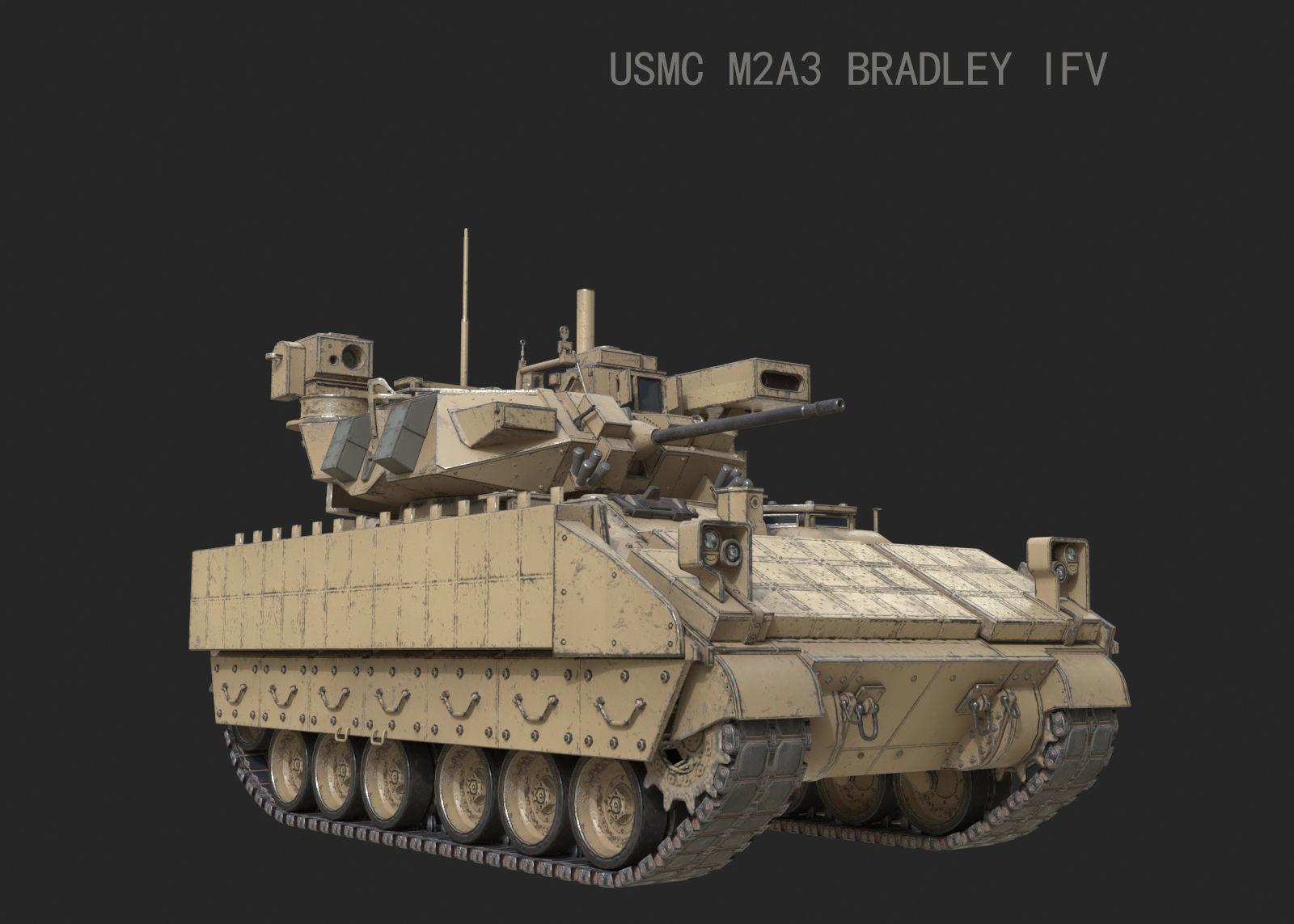 3 coatings of USA M2A3 M2 Bradley Infantry Fighting Vehicle Low-poly 3D model_6