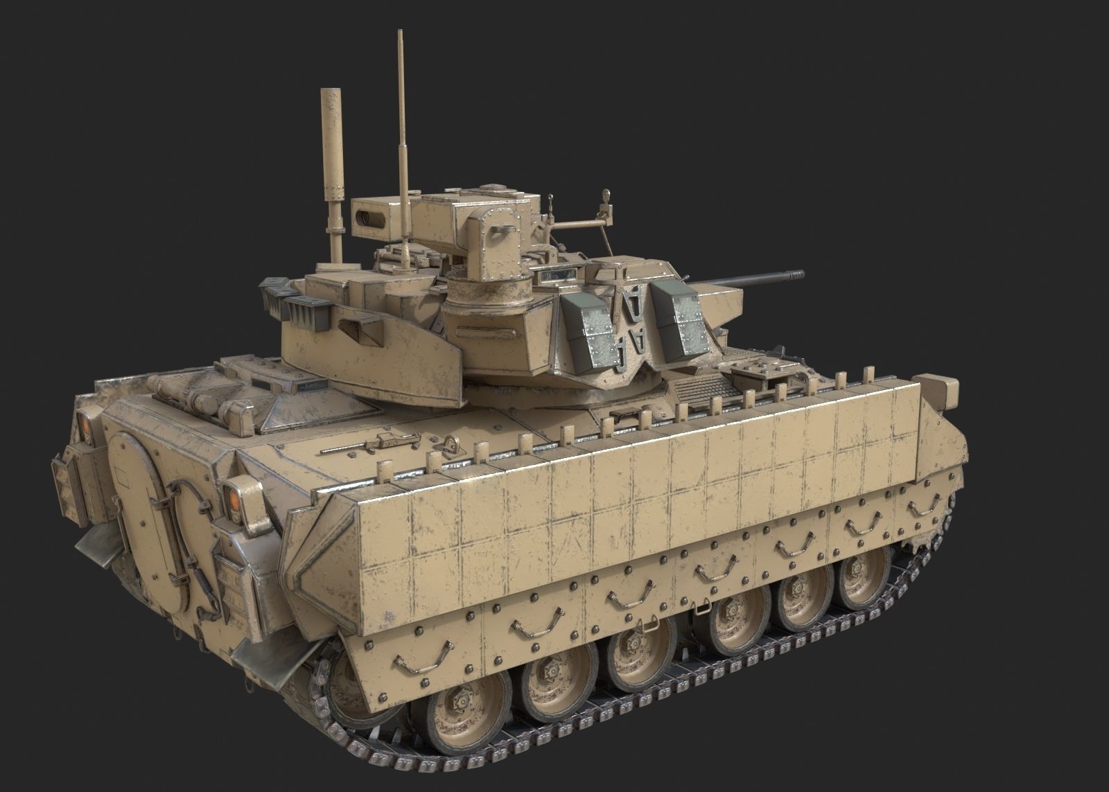 3 coatings of USA M2A3 M2 Bradley Infantry Fighting Vehicle Low-poly 3D model_7