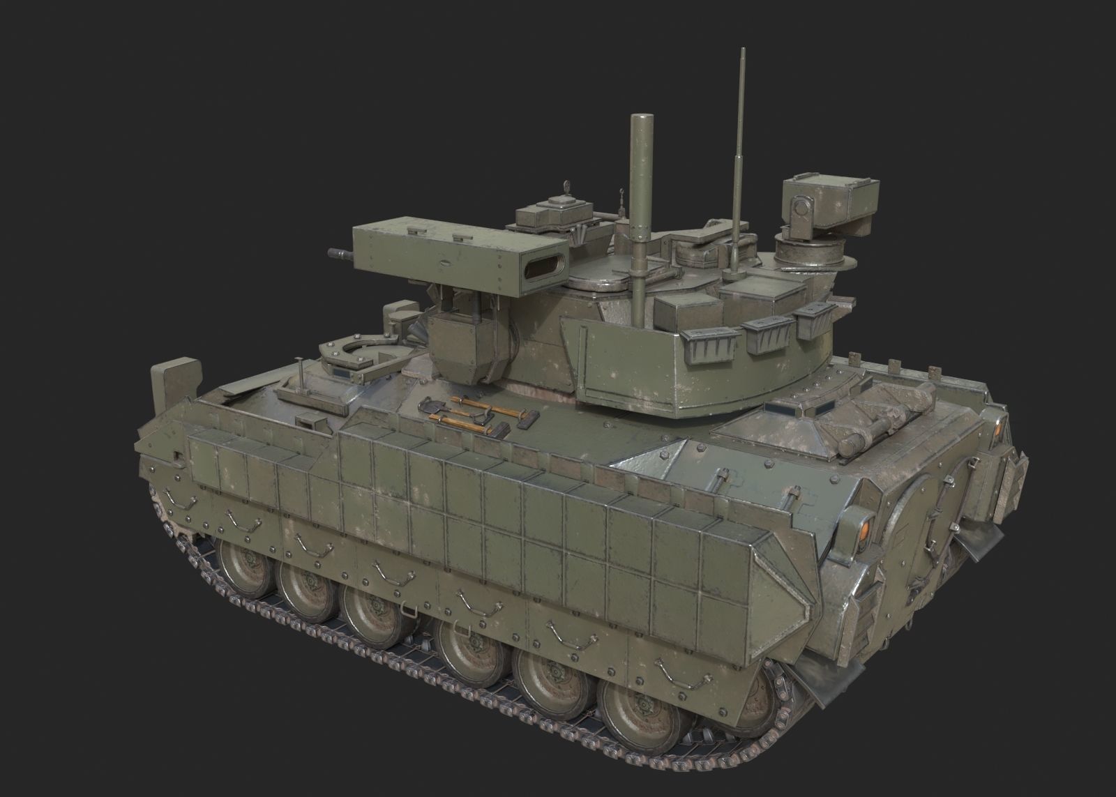 3 coatings of USA M2A3 M2 Bradley Infantry Fighting Vehicle Low-poly 3D model_12