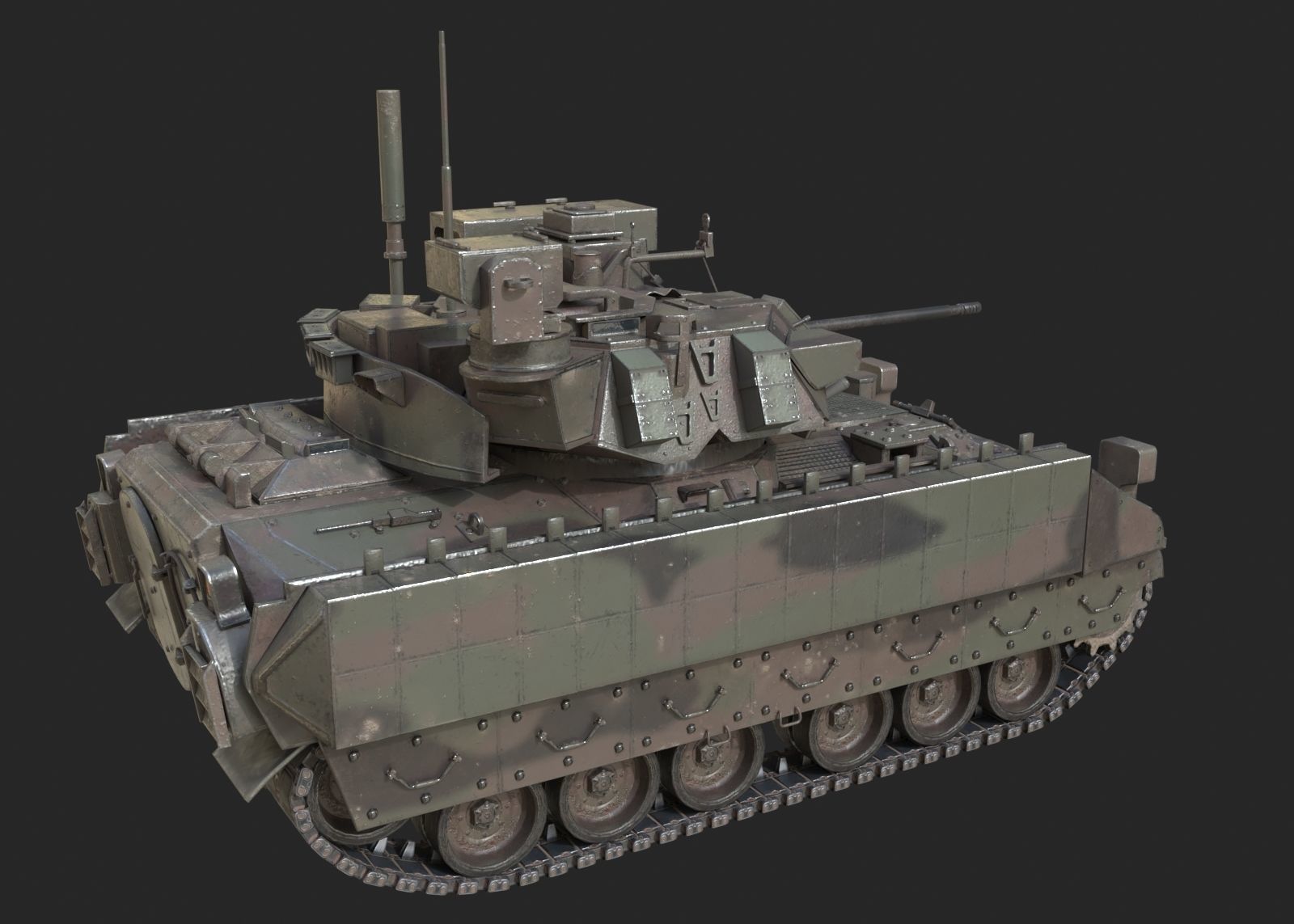 3 coatings of USA M2A3 M2 Bradley Infantry Fighting Vehicle Low-poly 3D model_3