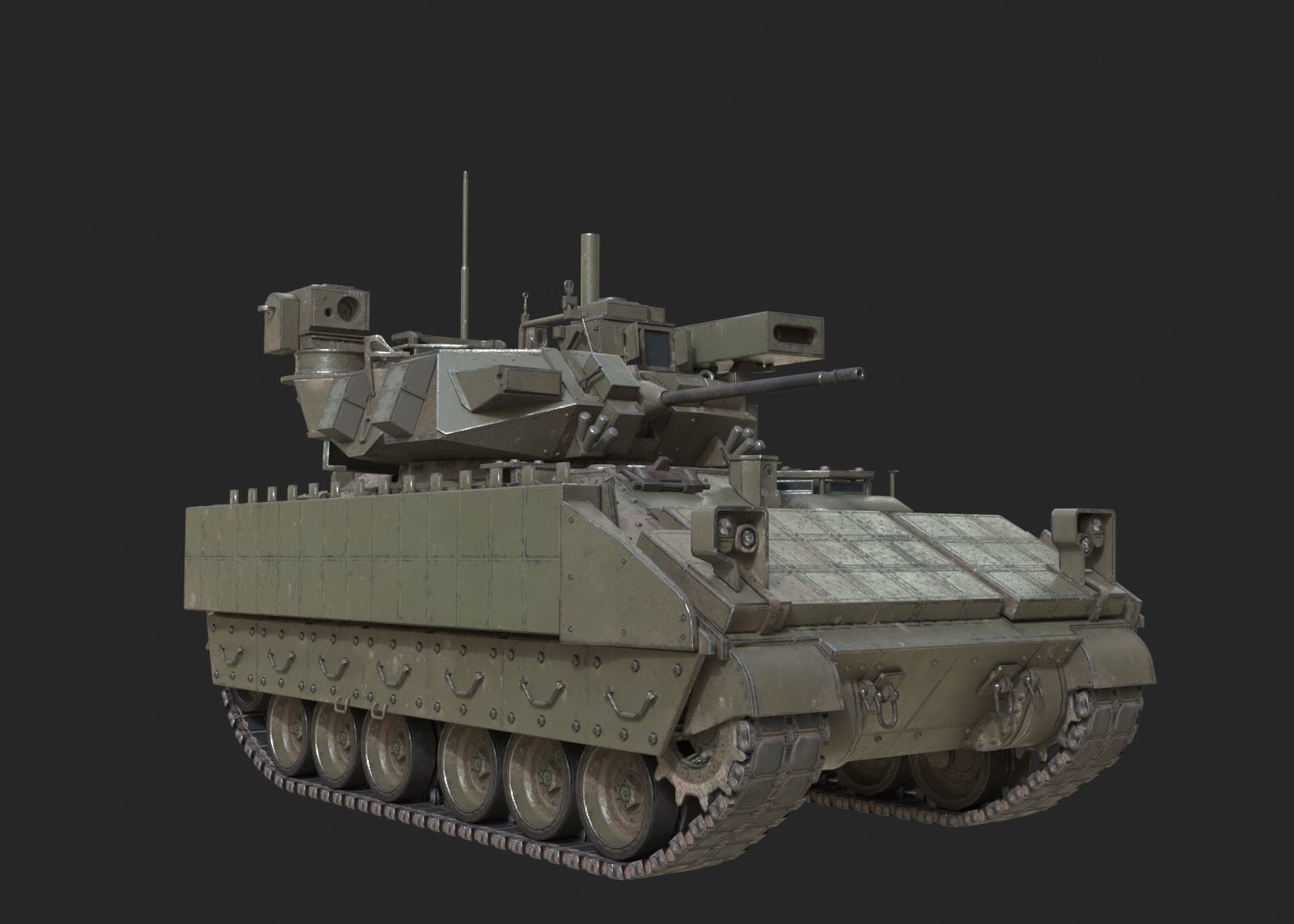 3 coatings of USA M2A3 M2 Bradley Infantry Fighting Vehicle Low-poly 3D model_14