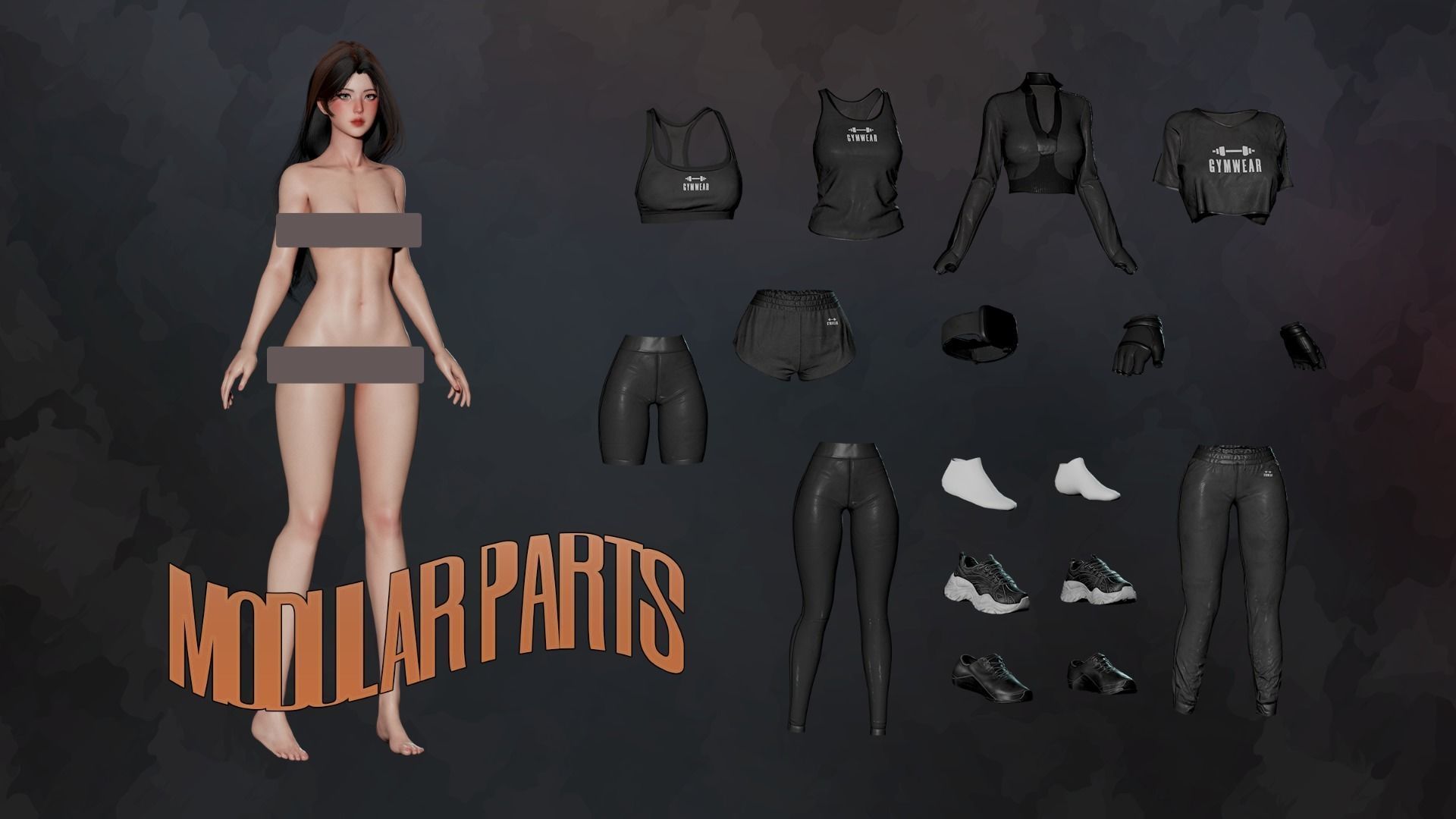 Gym Bundle Boys and Girls - Game Ready 3D Model Collection_19