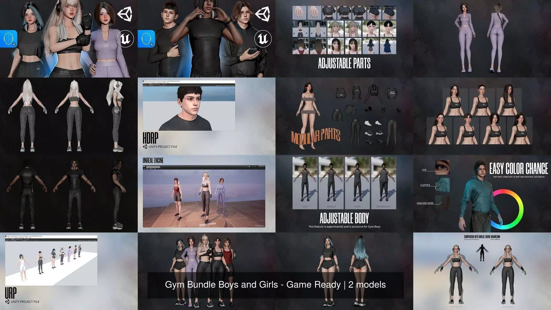 Gym Bundle Boys and Girls - Game Ready 3D Model Collection_3