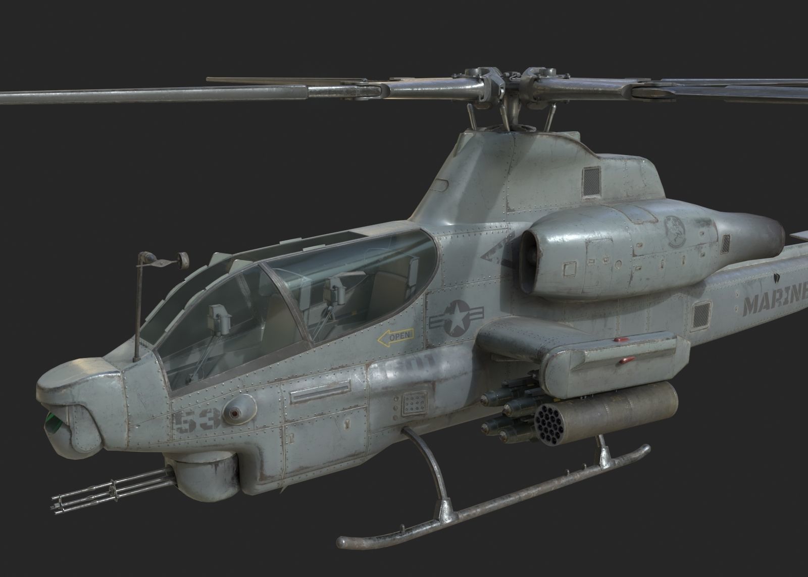 USMC AH1Z Viper Attack helicopter AH-1Z gunship Low-poly 3D model_7