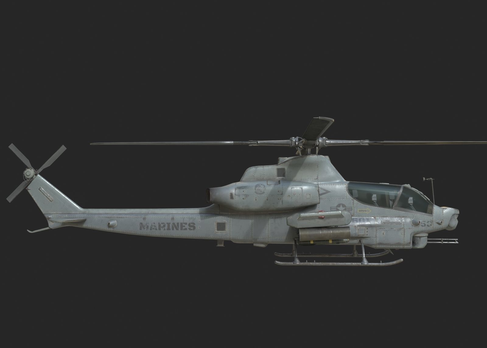 USMC AH1Z Viper Attack helicopter AH-1Z gunship Low-poly 3D model_5