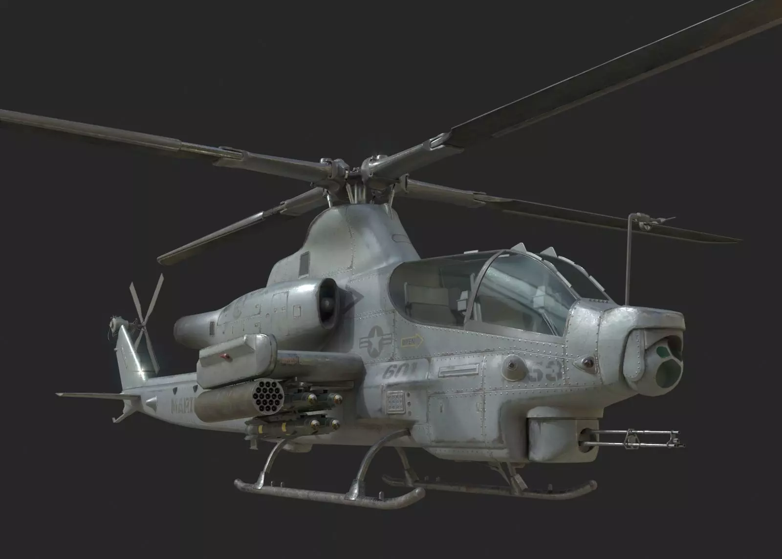 USMC AH1Z Viper Attack helicopter AH-1Z gunship Low-poly 3D model_0