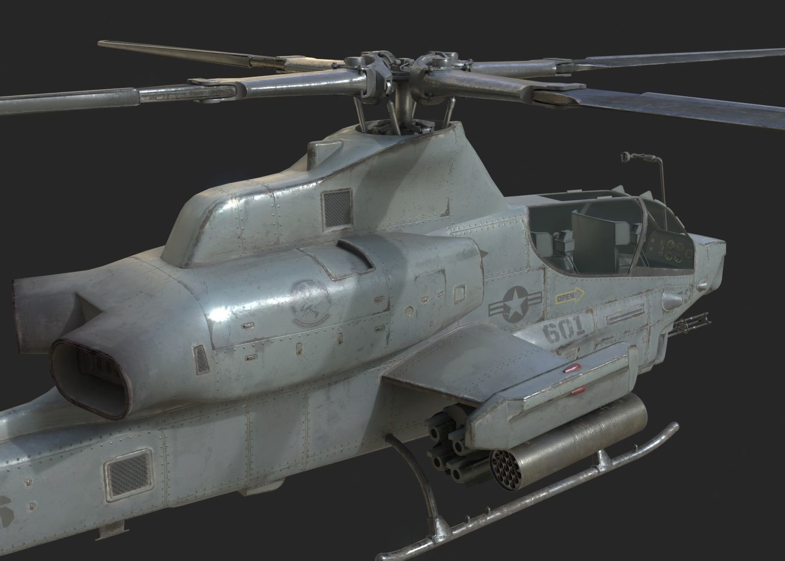 USMC AH1Z Viper Attack helicopter AH-1Z gunship Low-poly 3D model_6