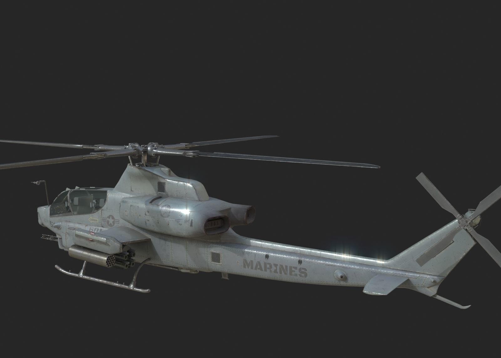 USMC AH1Z Viper Attack helicopter AH-1Z gunship Low-poly 3D model_2