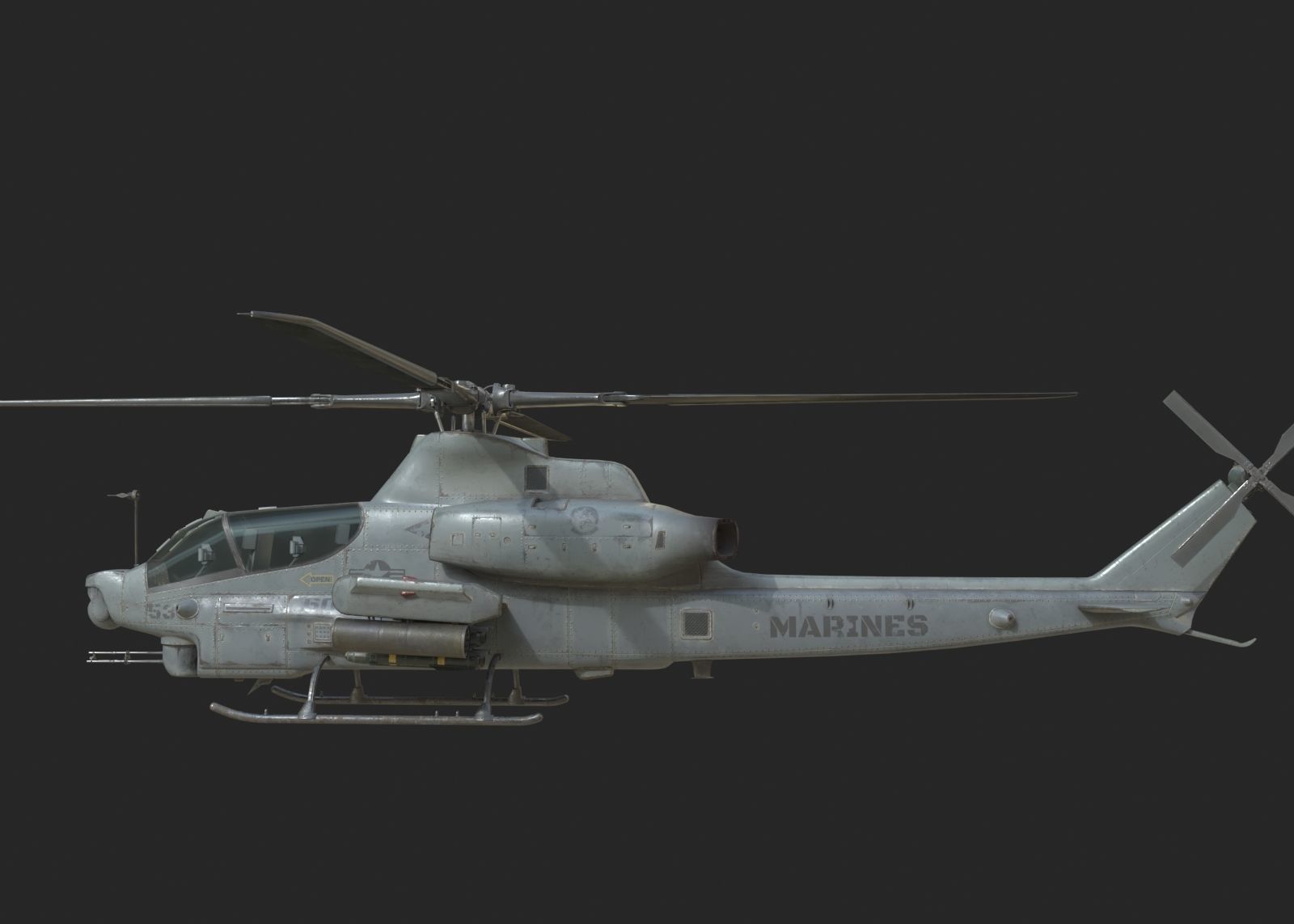 USMC AH1Z Viper Attack helicopter AH-1Z gunship Low-poly 3D model_4