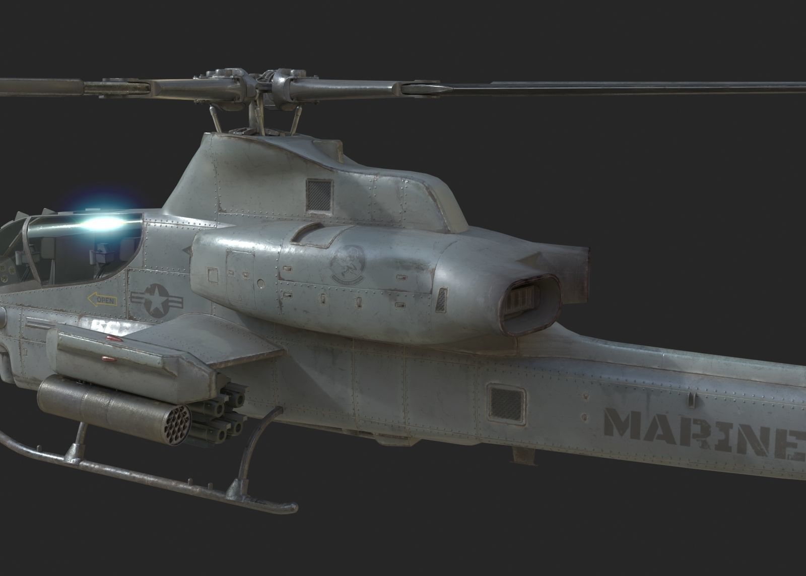 USMC AH1Z Viper Attack helicopter AH-1Z gunship Low-poly 3D model_8