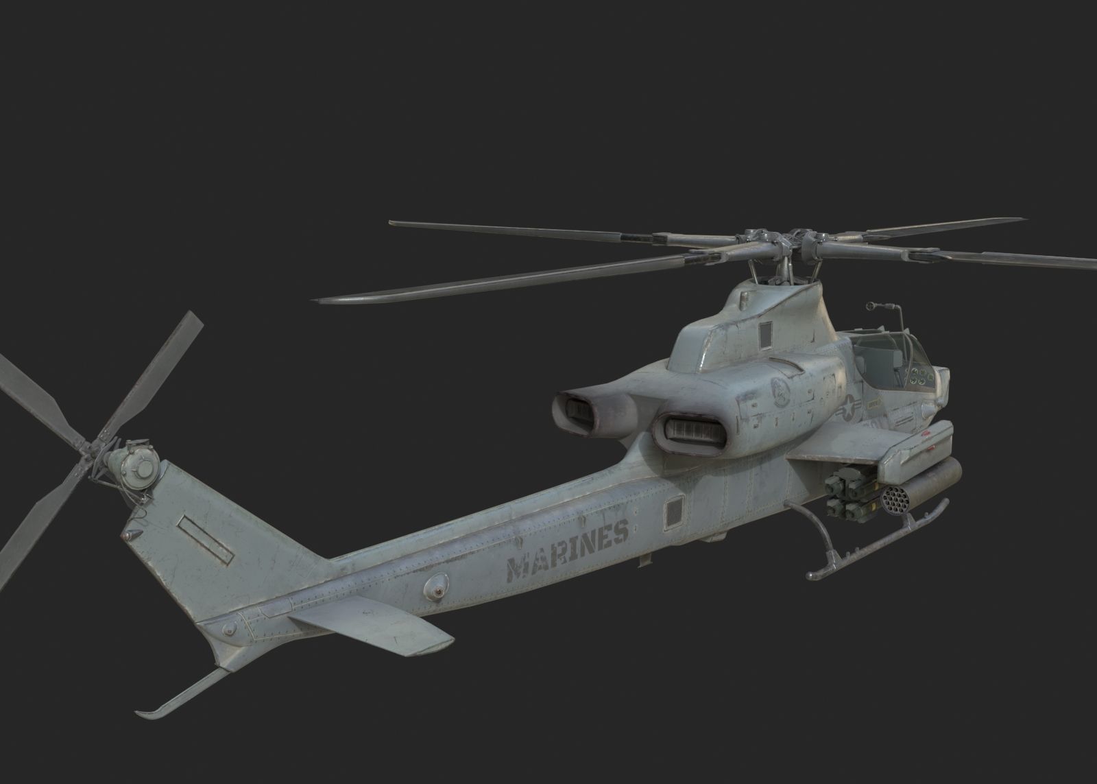 USMC AH1Z Viper Attack helicopter AH-1Z gunship Low-poly 3D model_1